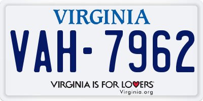 VA license plate VAH7962