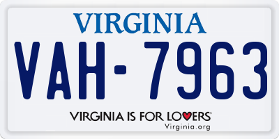 VA license plate VAH7963