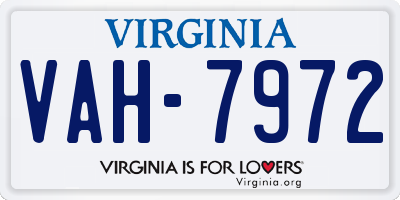 VA license plate VAH7972