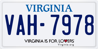 VA license plate VAH7978