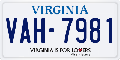 VA license plate VAH7981