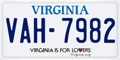 VA license plate VAH7982