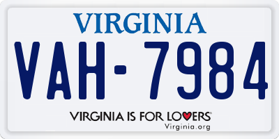 VA license plate VAH7984