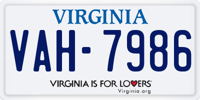 VA license plate VAH7986