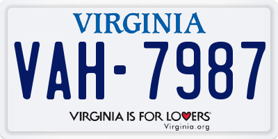 VA license plate VAH7987