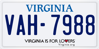 VA license plate VAH7988