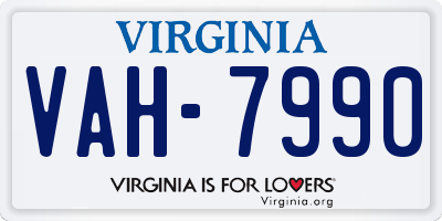 VA license plate VAH7990