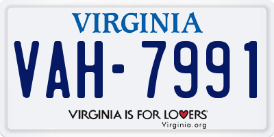 VA license plate VAH7991