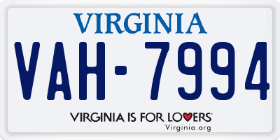 VA license plate VAH7994