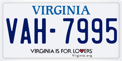 VA license plate VAH7995
