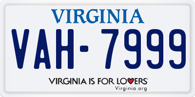 VA license plate VAH7999