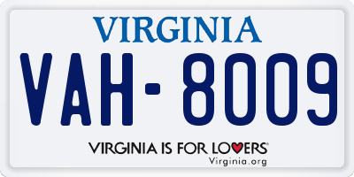 VA license plate VAH8009