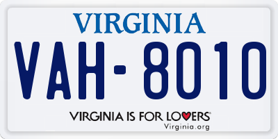 VA license plate VAH8010