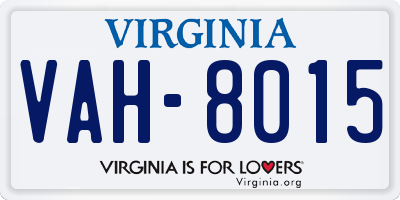 VA license plate VAH8015