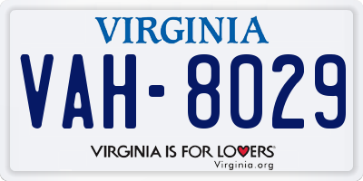 VA license plate VAH8029