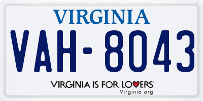 VA license plate VAH8043