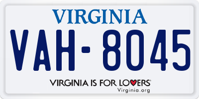 VA license plate VAH8045