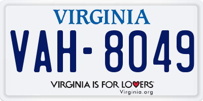 VA license plate VAH8049