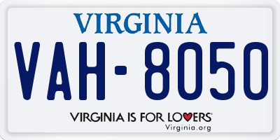 VA license plate VAH8050