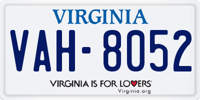 VA license plate VAH8052