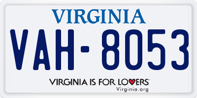 VA license plate VAH8053
