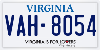 VA license plate VAH8054