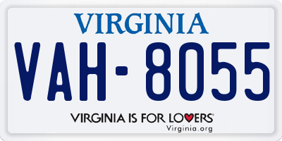 VA license plate VAH8055