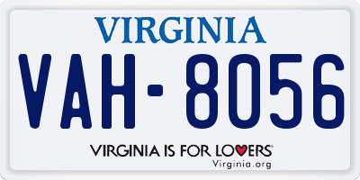 VA license plate VAH8056