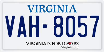 VA license plate VAH8057