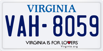 VA license plate VAH8059