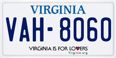 VA license plate VAH8060