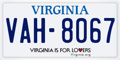 VA license plate VAH8067