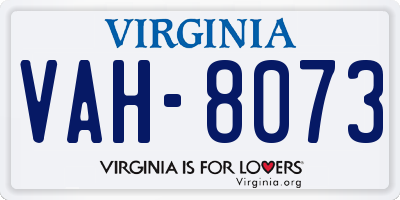VA license plate VAH8073