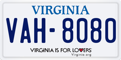 VA license plate VAH8080