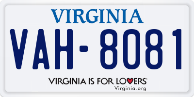 VA license plate VAH8081