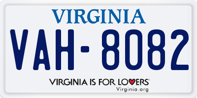 VA license plate VAH8082