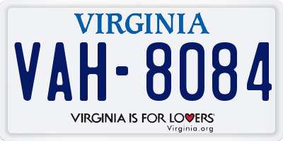 VA license plate VAH8084