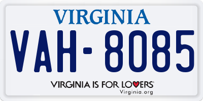 VA license plate VAH8085