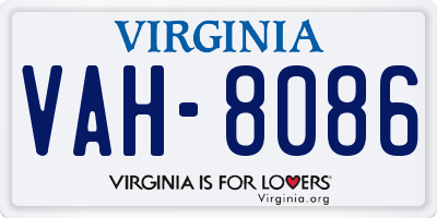 VA license plate VAH8086