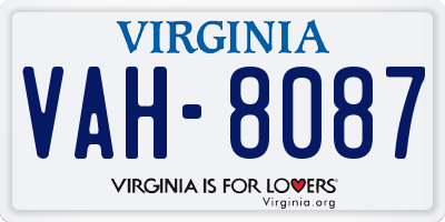 VA license plate VAH8087