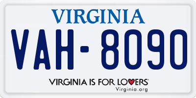 VA license plate VAH8090