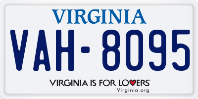 VA license plate VAH8095