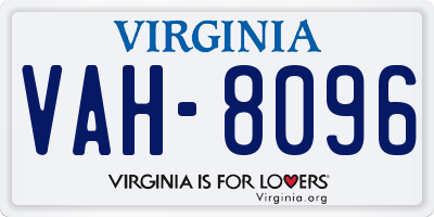 VA license plate VAH8096