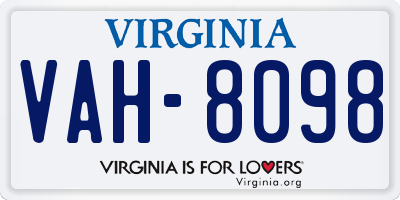 VA license plate VAH8098