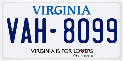 VA license plate VAH8099