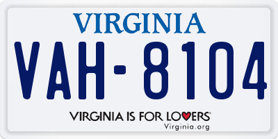 VA license plate VAH8104