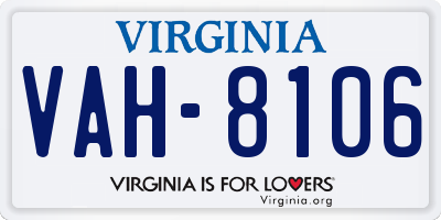 VA license plate VAH8106