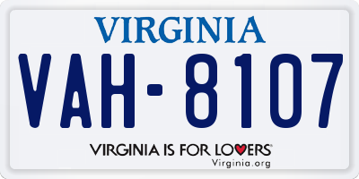 VA license plate VAH8107