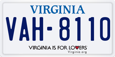 VA license plate VAH8110