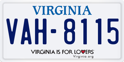 VA license plate VAH8115